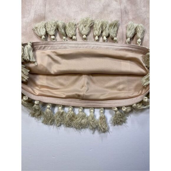 Showpo Dream Life Faux Suede Tassel Mini Skirt Beige Size AUS 12 USA Size 8 - Picture 5 of 8